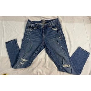 TORRID FEEL THE FIT Blue Distress Skinny Jean Mid Rise Women Size 12R